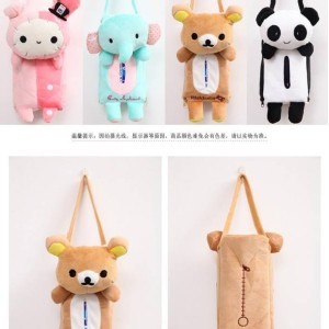 車用毛絨卡通紙巾盒