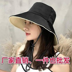 韓版雙面遮陽漁夫帽-黑色