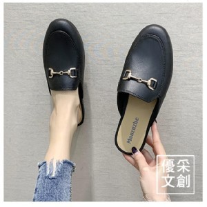 2020新款ins網紅仿真穆勒低跟鞋-A黑
