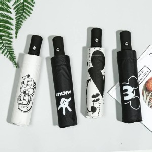 全自動經典米奇黑膠折疊傘