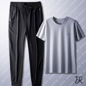 夏季男潮流韓版短袖運動套裝-灰色