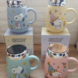 NOOPY 史努比 小時光浮雕陶瓷蓋杯 550ml