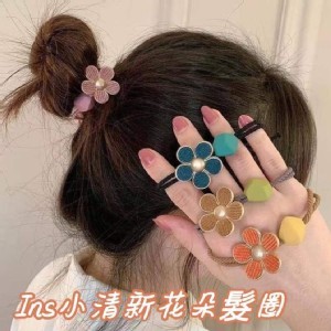 Ins小清新花朵髮圈5入/組