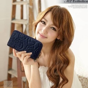 MOROM】真皮山茶花壓紋質感 #長夾(共四色)