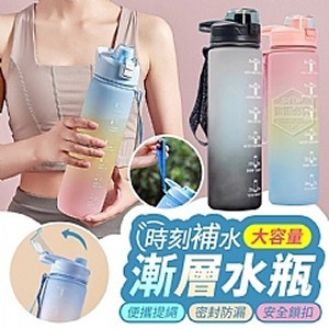 時刻補水大容量漸層水瓶1000ml