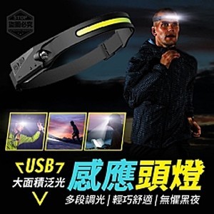 USB大面積泛光感應頭燈