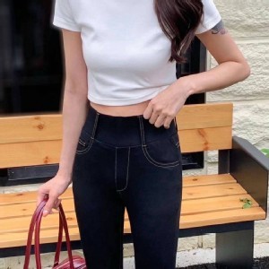 收腹彈力涼感激瘦褲