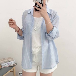 清新條紋兩件式襯衫