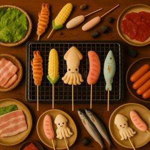 韓國爆紅 海鮮造型 BBQ 燒烤棉花糖