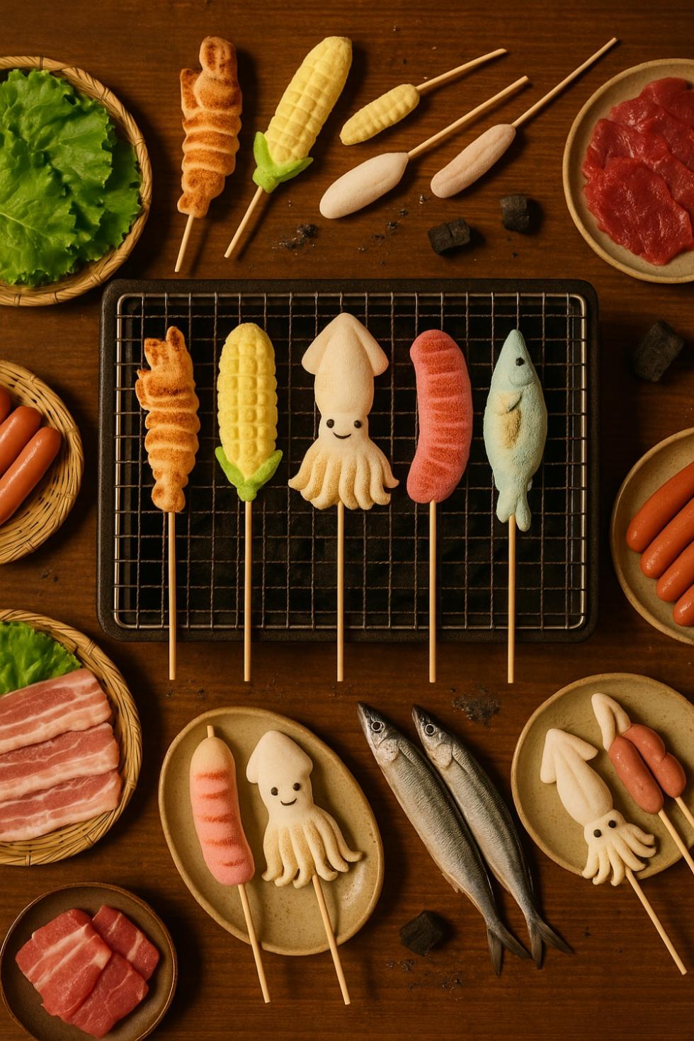 韓國爆紅 海鮮造型 BBQ 燒烤棉花糖,黃粒紅(找好食),韓國,烤肉,中秋節,棉花糖
