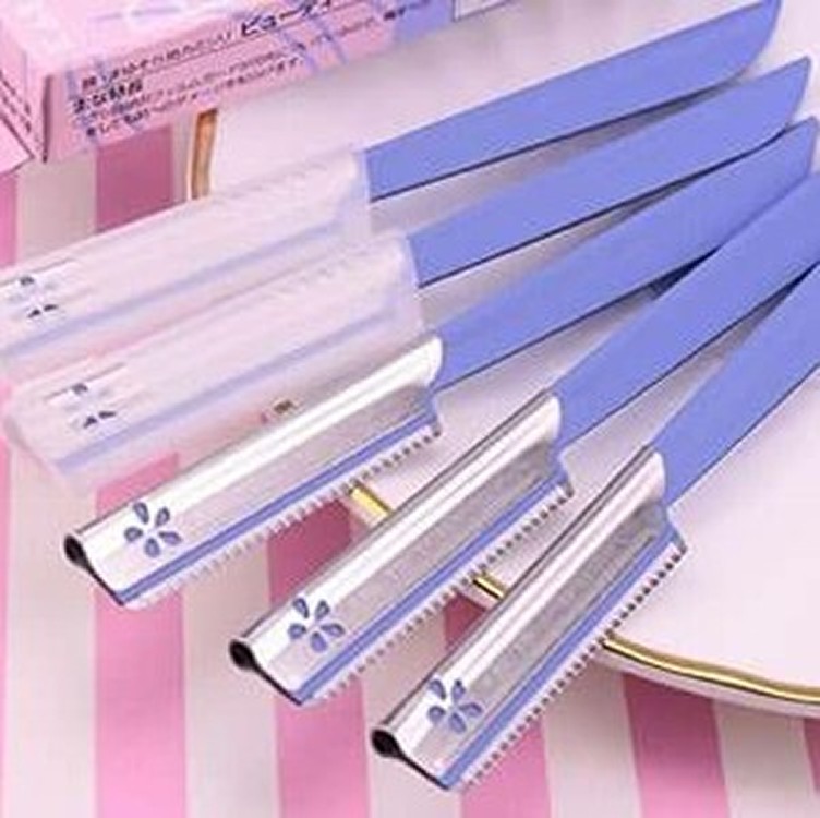 日本 KAI貝印 ，鐵柄修眉刀5入