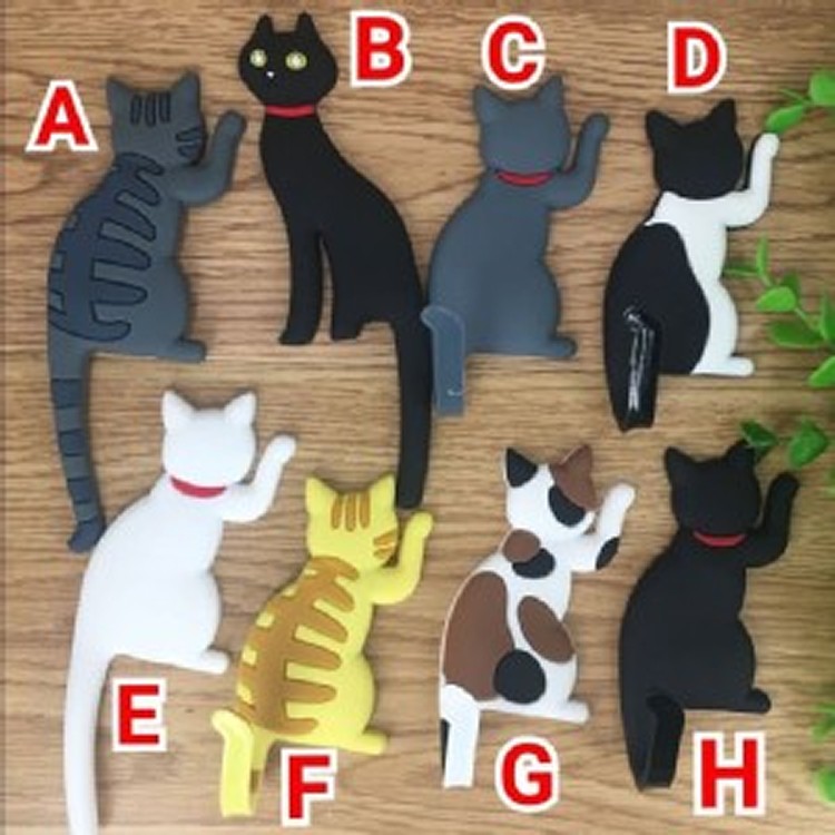 喵～萌貓磁鐵冰箱掛鉤2入