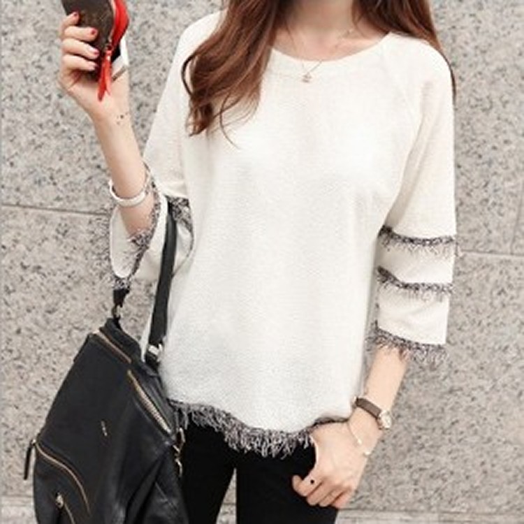 春秋裝韓版純色七分袖