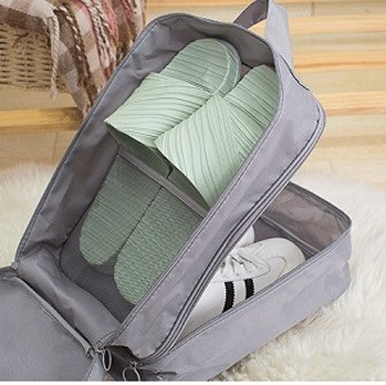 簡約防潑水雙層乾濕分離手提收納鞋袋