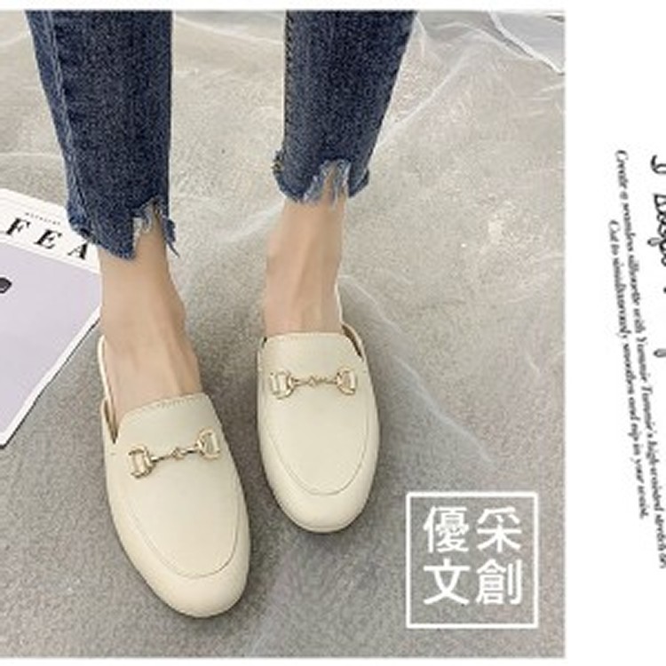 2020新款ins網紅仿真穆勒低跟鞋- B米白