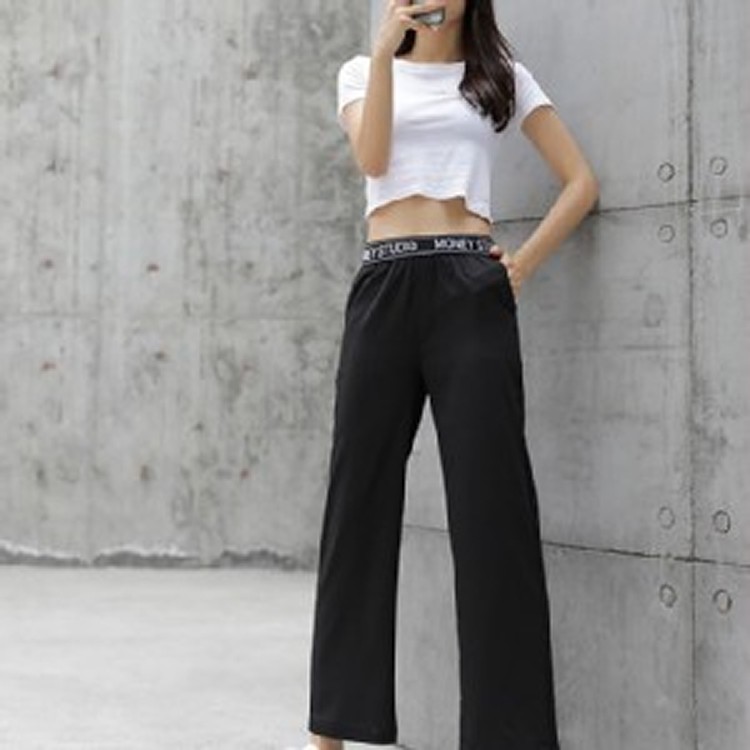 升級版透氣天絲牛仔寬寬褲-黑色