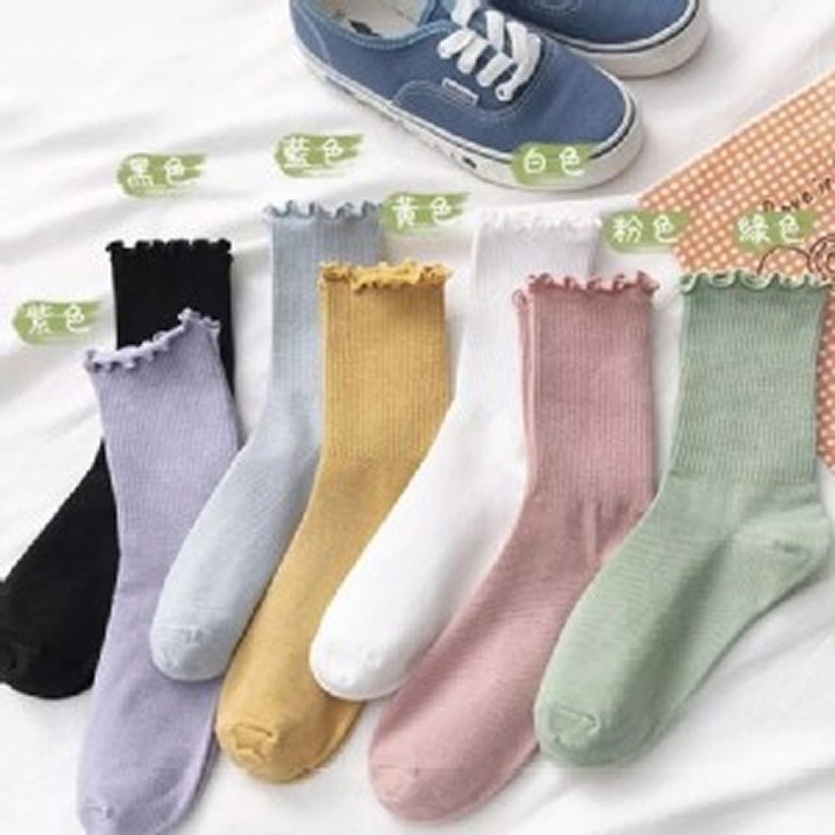 出口日本秋冬木耳邊堆堆中筒襪（一組5雙）