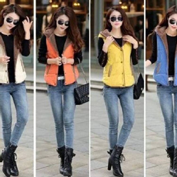 時尚百搭連帽棉馬甲