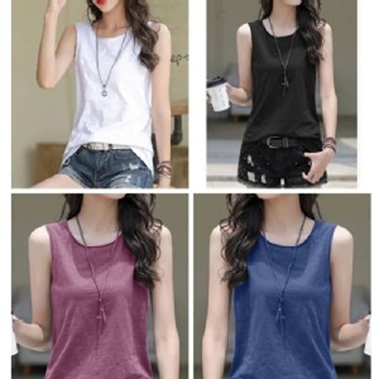 竹節棉背心- 紫色