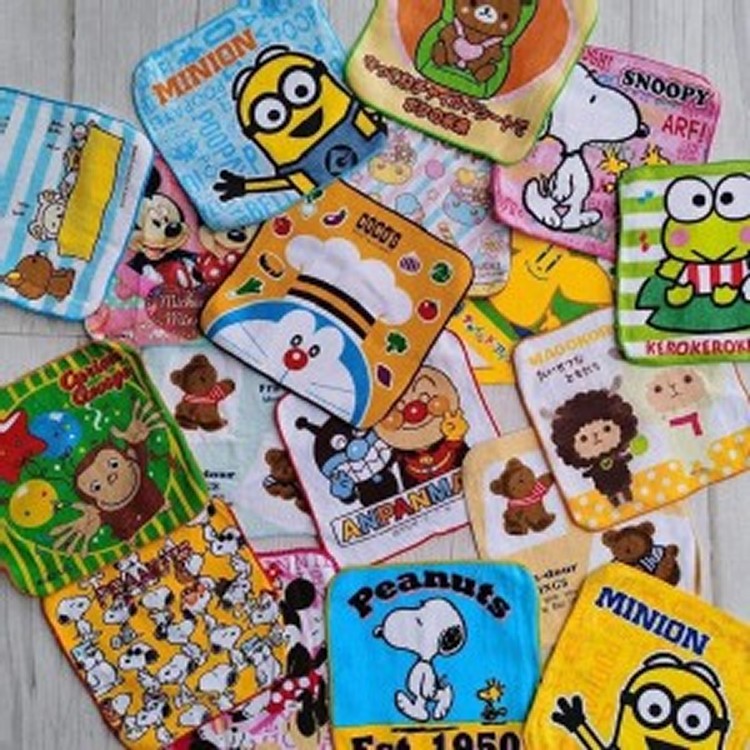 日本卡通全棉小方巾(一組10條）