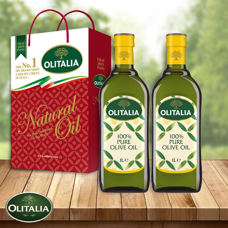 免運!【Olitalia】奧利塔純橄欖油禮盒(1000mlX2罐) 盡量年前出貨 (6組12罐,每罐440元)