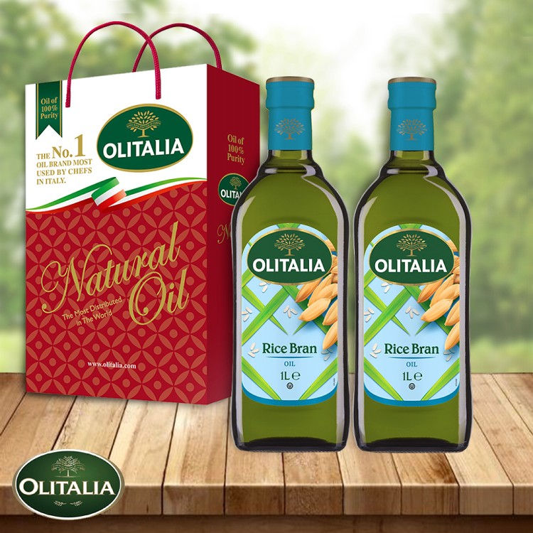 【Olitalia】奧利塔頂級玄米油禮盒(1000mlX2罐)