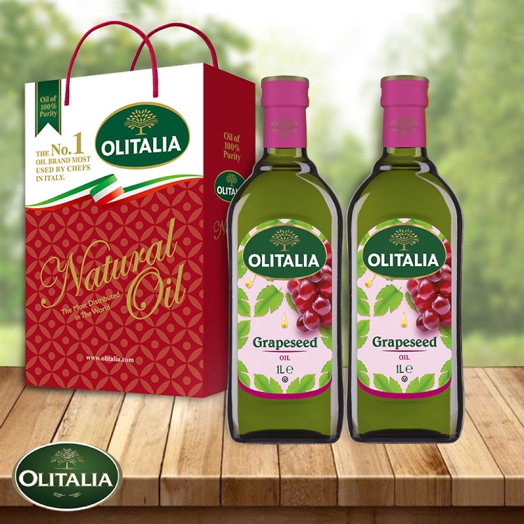 【Olitalia】奧利塔頂級葡萄籽油禮盒(1000mlX2罐)