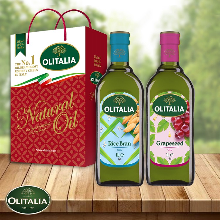 【Olitalia】奧利塔玄米油+葡萄籽油禮盒(2罐)