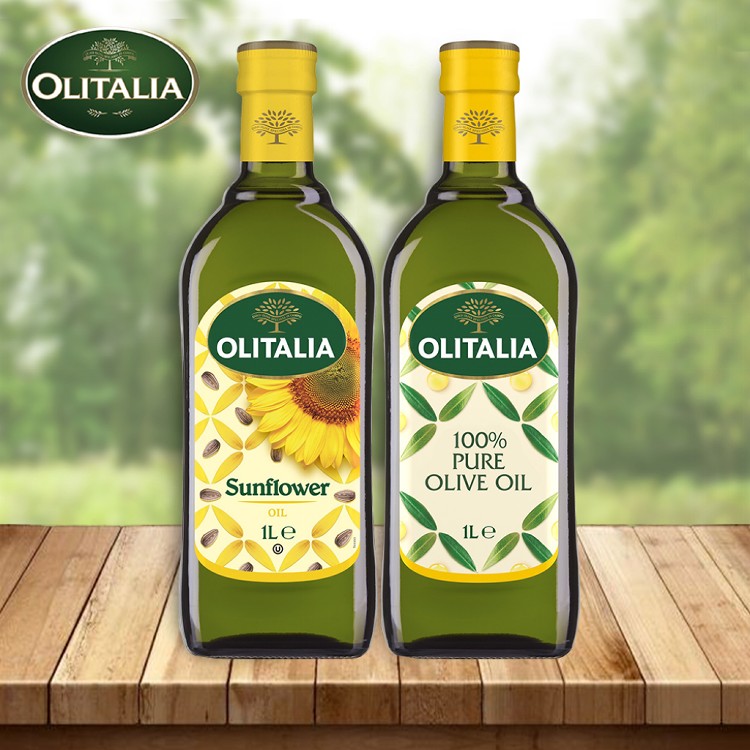 免運!【Olitalia】1組2罐 奧利塔葵花油1罐+橄欖油1罐 葵花油1罐(1000ml)+橄欖油1罐(1000ml)