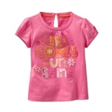 粉色可愛小花英文短T 特價：$200