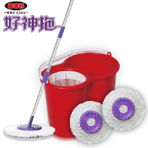 好神拖 E350手壓式旋轉拖把組(1桶1拖3布)