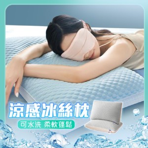 【QIDINA】涼感冰絲舒適柔軟蓬鬆水洗冰涼枕-D