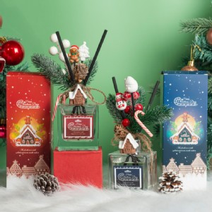 【QIDINA】聖誕糖果雪屋硅藻土香氛擴香瓶-B