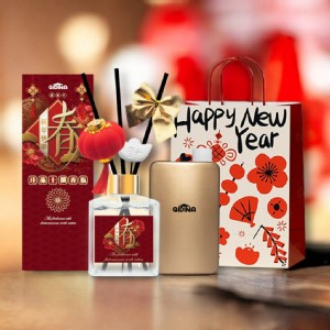 【QIDINA】箔金招財精油硅藻土擴香瓶禮盒 + 箔金補充瓶 + 送禮袋組合