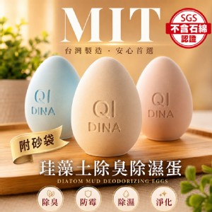 【QIDINA】MIT純手工彩色冰箱除臭珪藻土造型蛋(隨機顏色)