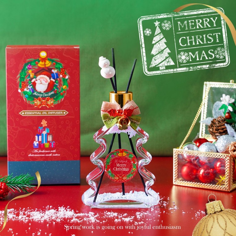 【QIDINA】冬季限定聖誕樹款 香氛珪藻土擴香瓶 無酒精配方