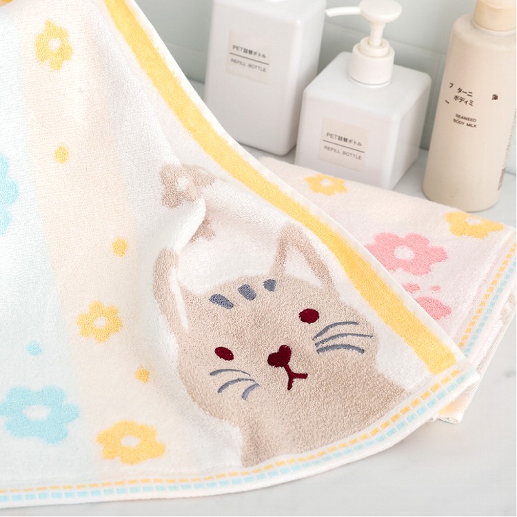 【QIDINA】【HKIL-巾專家】日系櫻花貓純棉毛巾3入起-MS
