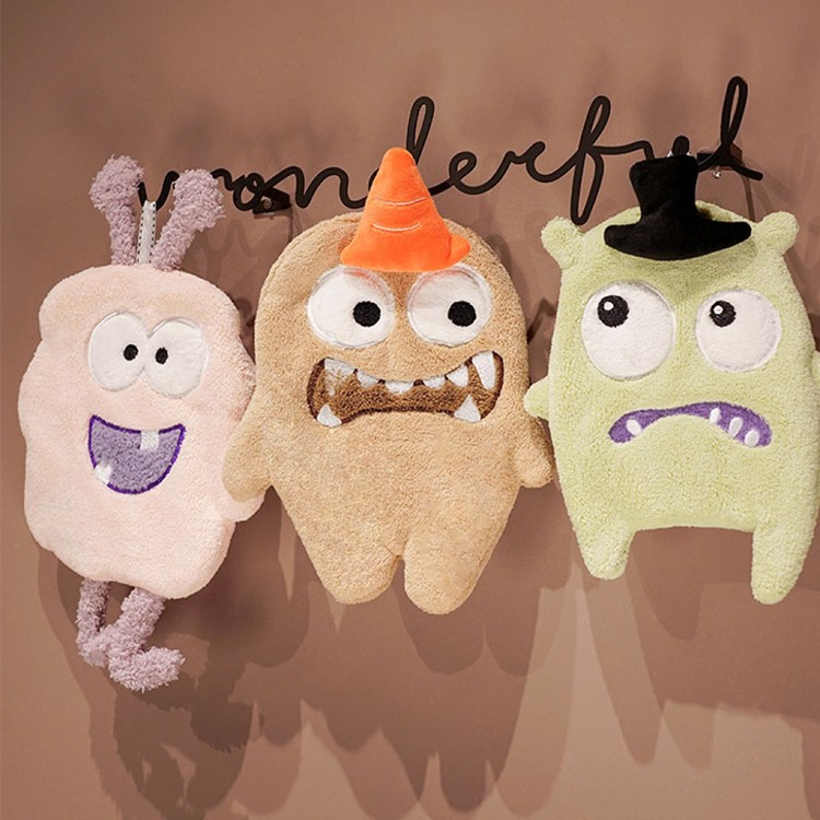 【QIDINA】萌萌小怪物可掛吸水多用途擦手巾