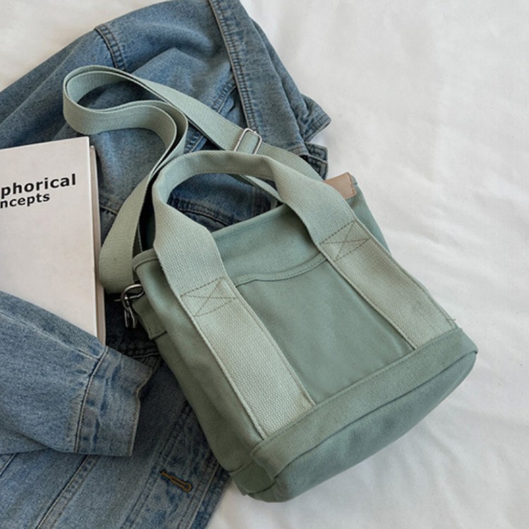 【QIDINA】日系時尚多夾層帆布手提單肩包-A