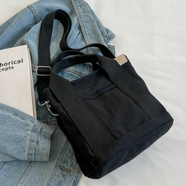 【QIDINA】日系時尚多夾層帆布手提單肩包-A