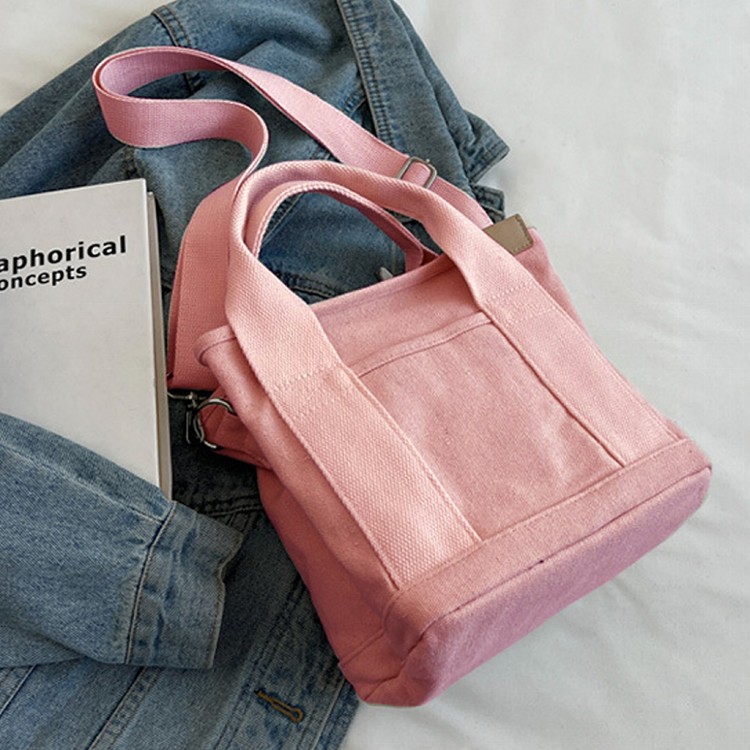 【QIDINA】日系時尚多夾層帆布手提單肩包-A