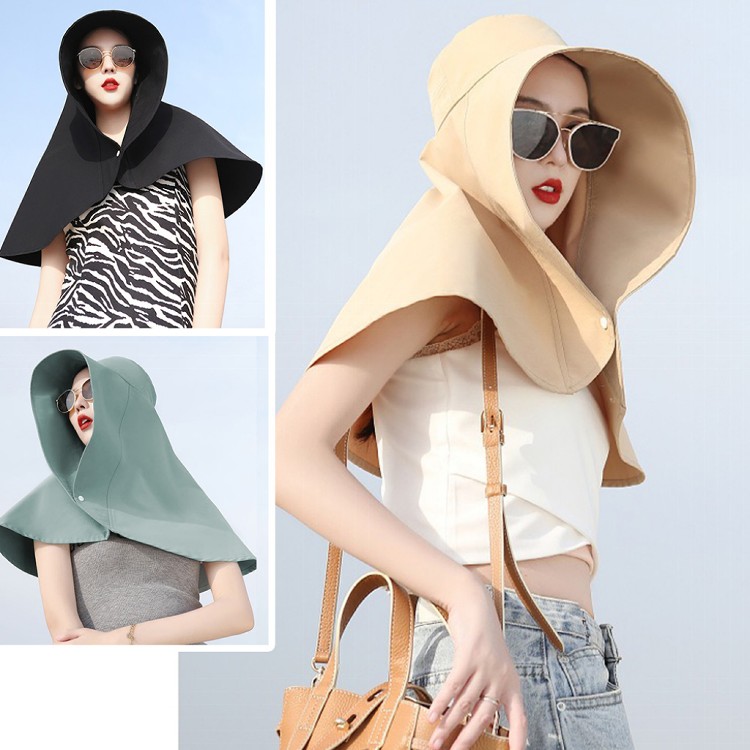 【QIDINA】超大全方位防曬披肩帽/遮陽帽-E