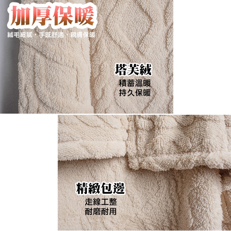 【QIDINA】北歐風厚實加大連帽塔芙絨保暖口袋柔軟披肩毯-A