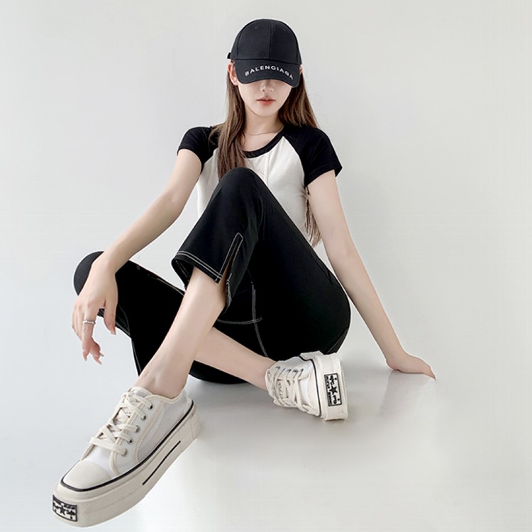 【QIDINA】超顯瘦仿牛仔輕薄涼感七分彈力鯊魚褲-褲U