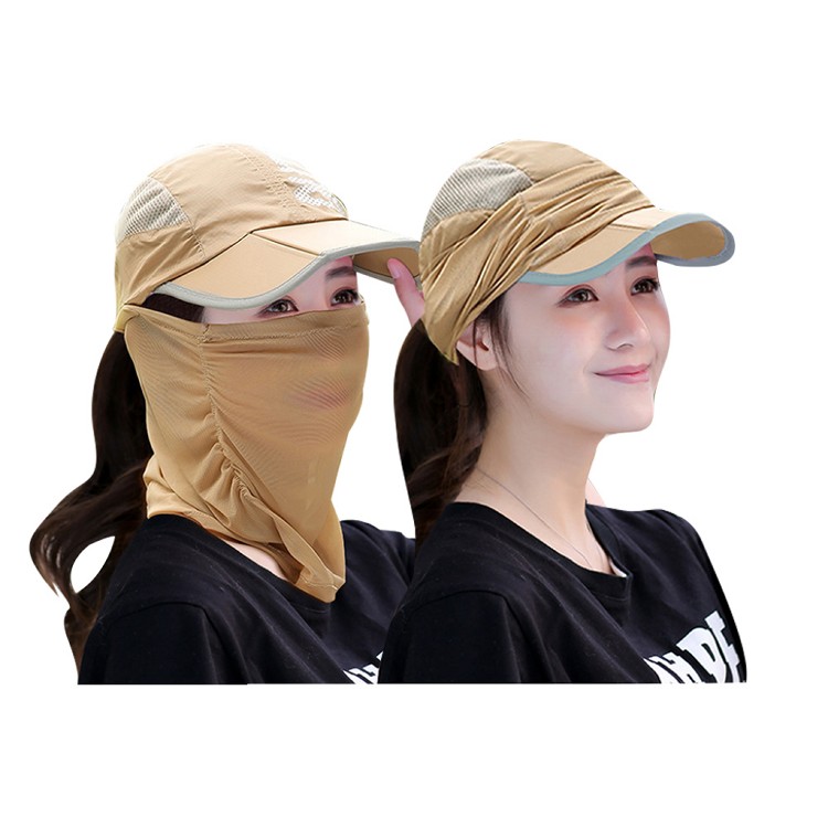 【QIDINA】輕薄透氣可折疊輕便全臉防曬帽-O