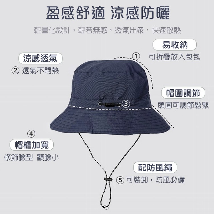 【QIDINA】自帶收納輕便防曬遮陽帽漁夫帽-P