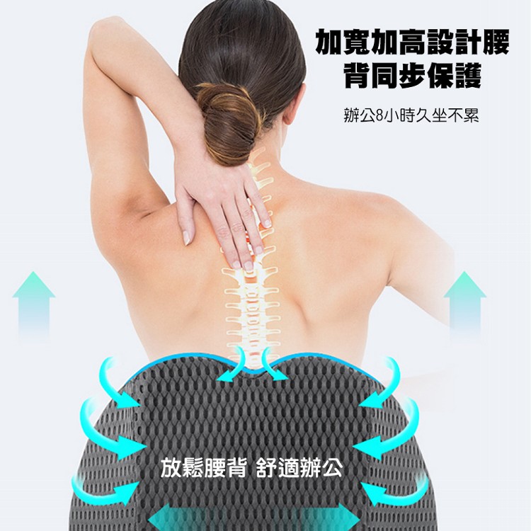 【QIDINA】4D質感網格透氣記憶棉車用辦公尾椎枕-C