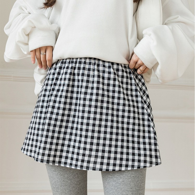 【QIDINA】韓版秋冬超百搭質感遮屁神器/遮屁裙 格紋裙-G