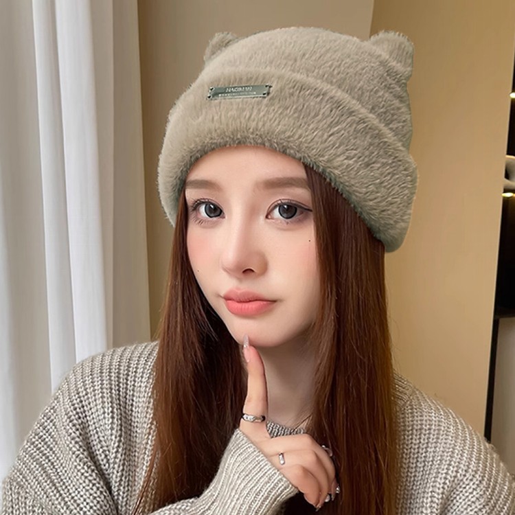 【QIDINA】減齡百搭保暖秋冬厚實絨毛帽-V