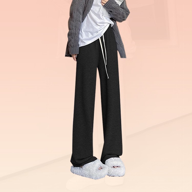 【QIDINA】秋冬質感百搭寬鬆顯瘦百搭保暖褲-J